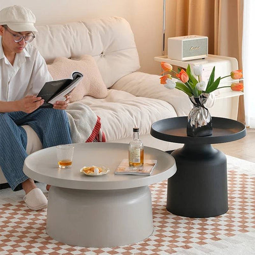 Stylish round table set in living rom