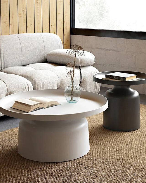 Black and white table set in living room