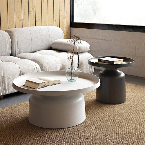 Black and white table set in living room