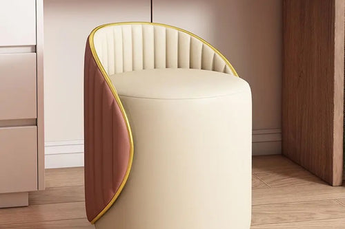 Kate Pouf with backrest in beige and pink leatherette