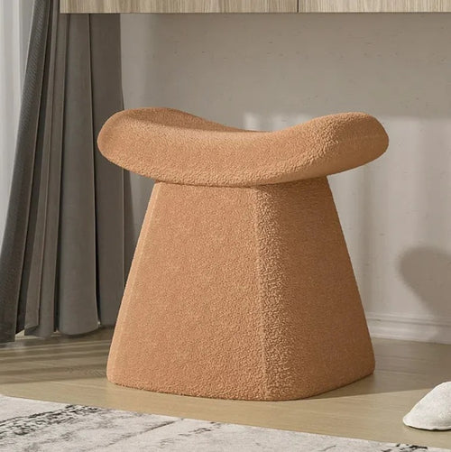 Curved brown seat pouf for living room