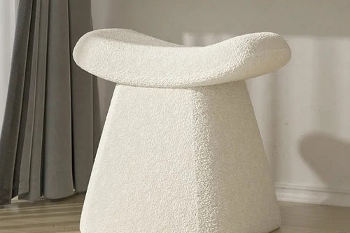 Curved white seat pouf for living room