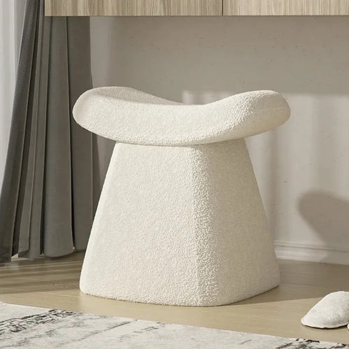 Curved white seat pouf for living room