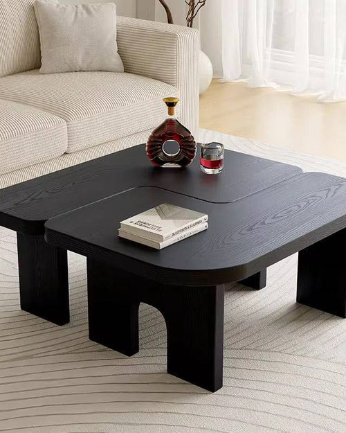 Black Leggo modular interlocking coffee table.