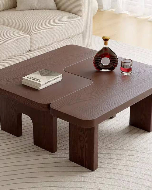 Interlocking puzzle coffee table in walnut.