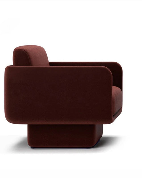 Side profile of Lupin chair with clean curves 