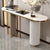 Modern console table with marble top and gold legs