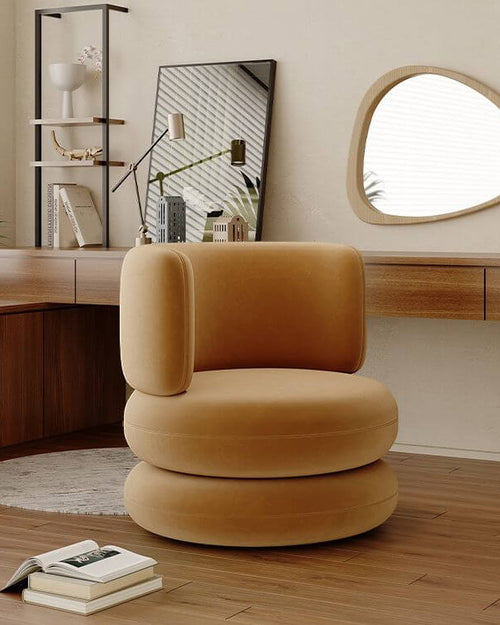 Mustard chair with curved design