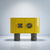 luxury yellow statement console with high gloss finish and abstract veneer details