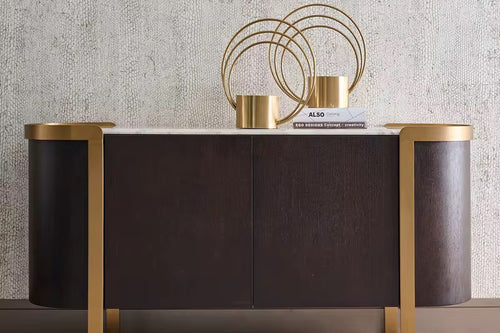 Maria Luxury Console Online by Chair Collective - Marble Console with Veneer and Metal and Storage