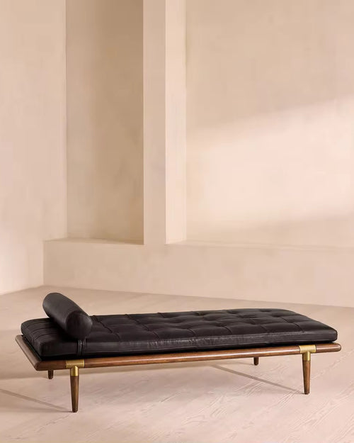 Discover the Mayan Luxury Ottoman, featuring a solid teak wood structure and matte gold accents. A premium designer ottoman for modern luxury interiors.