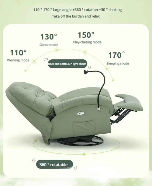 Luxury Green Milo Rotating Compact Recliner Chair Delhi