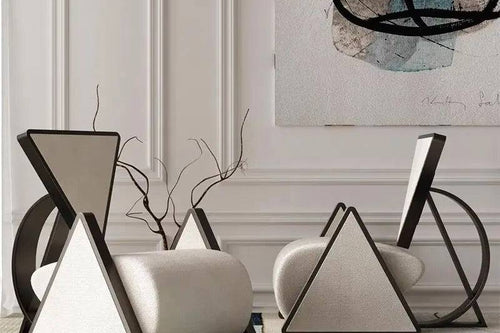 Modern slipper chairs with unique triangular armrests