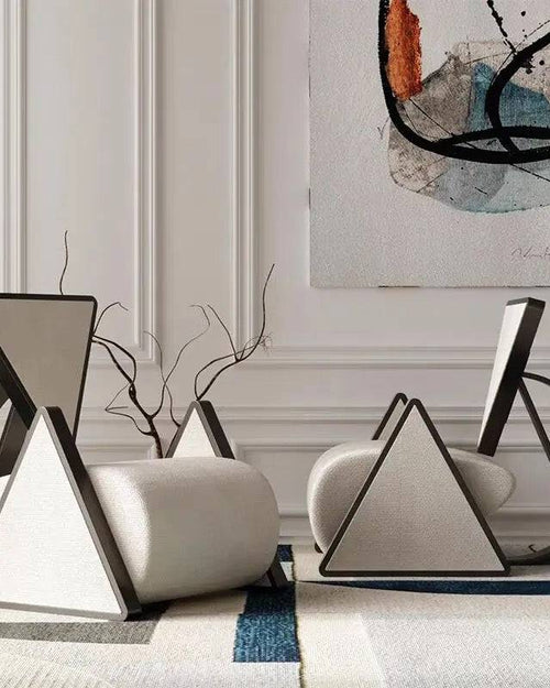 Modern slipper chairs with unique triangular armrests