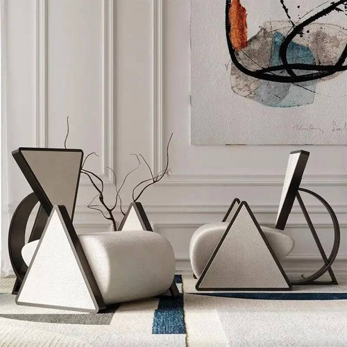Modern slipper chairs with unique triangular armrests
