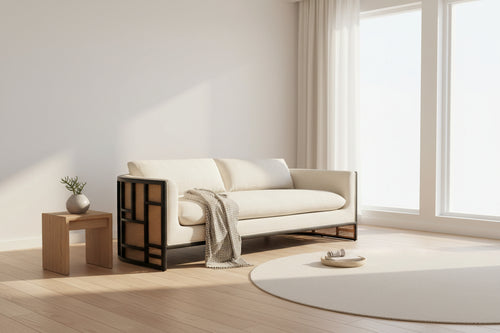 The Monnet Sofa is a refined interpretation of classic craftsmanship, thoughtfully reimagined for contemporary living. Crafted in White Ash wood and detailed with handwoven cane panels, this sofa blends natural texture with architectural clarity, creating a piece that feels both warm and effortlessly modern.