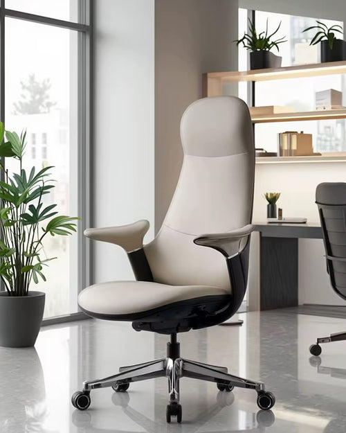 Discover the Moon Office Chair, a premium ergonomic office chair with genuine leather, high-density moulded foam, multifunction mechanism, and aluminium alloy base. Available in high back and medium back. Buy luxury office chairs online in India.