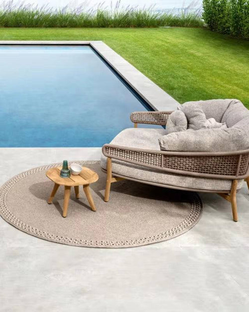 Side profile of sofa and coffee table