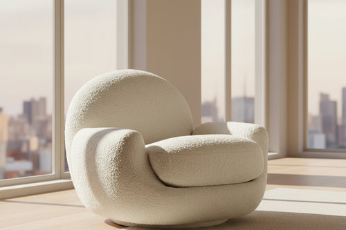 Discover the Noa Luxury Accent Chair, a modern sculptural chair in soft bouclé. A perfect blend of comfort and design for sophisticated living spaces.