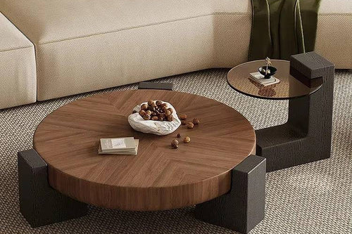 Round norway wooden and glass table