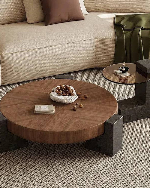 Round norway wooden and glass table