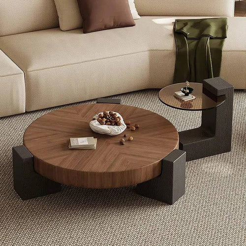 Round norway wooden and glass table