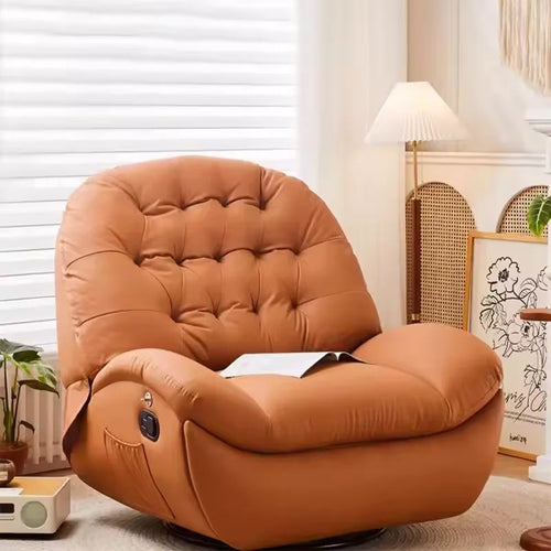 Low-profile recliner with 360-degree swivel and recline