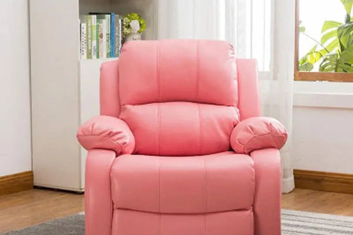 Multiple color variants of Coral recliner on display