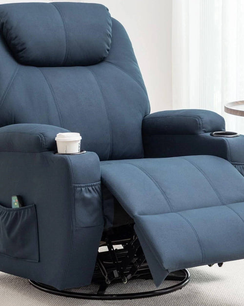 Side view of Lardo recliner in luxury living room setup