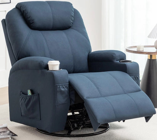 Side view of Lardo recliner in luxury living room setup