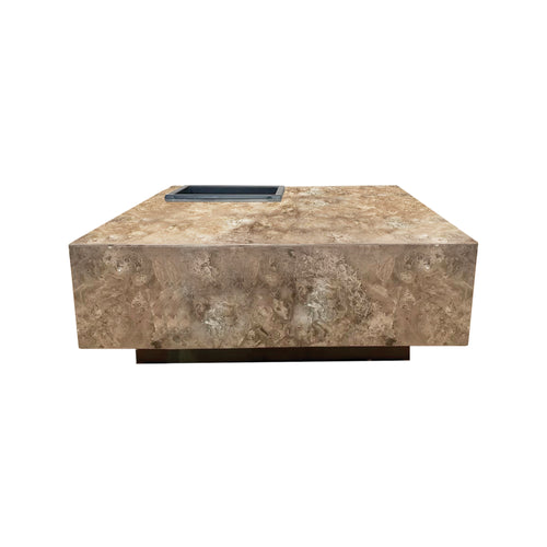 Brown marble coffee table with tray