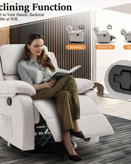 UNO reclining armchair with clean design and ergonomic back