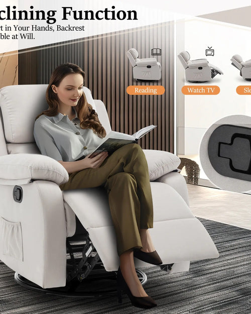 UNO reclining armchair with clean design and ergonomic back