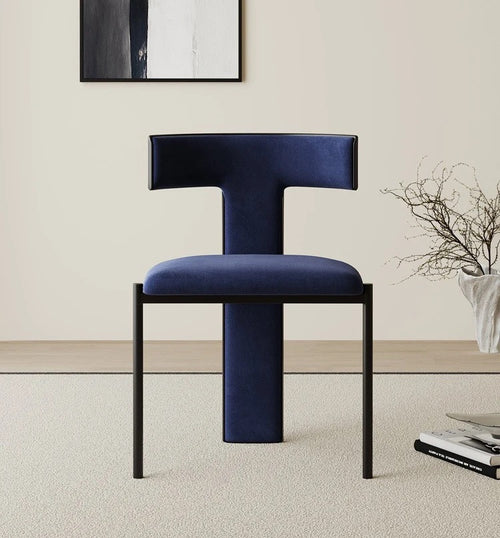 Front view of Regalia Chair in bold blue velvet