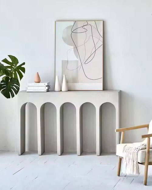 Sculptural romano matte-finish console 