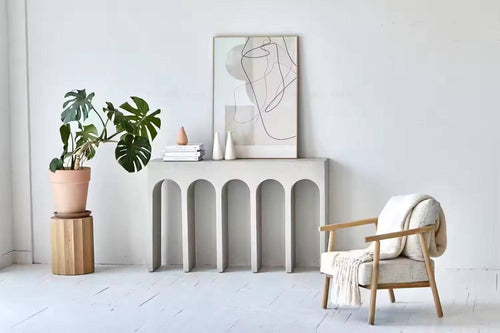 Sculptural romano matte-finish console 