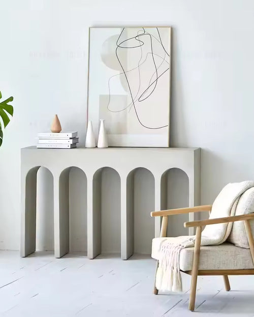 Modular console table with arched legs