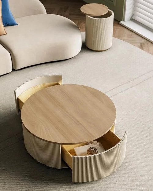 Round table with good storage space