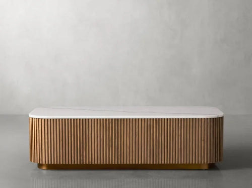 Luxury coffee table with wood base 
