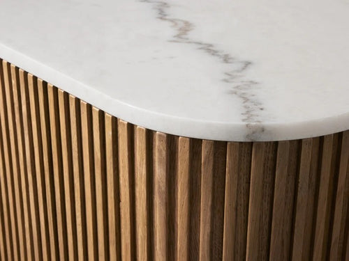 Corner close-up of coffee table