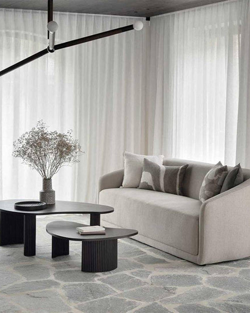 Shelby black fluted coffee table set with oval tops