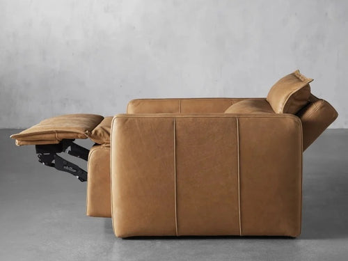 Side view of ergonomic premium recliner chair with arm padding