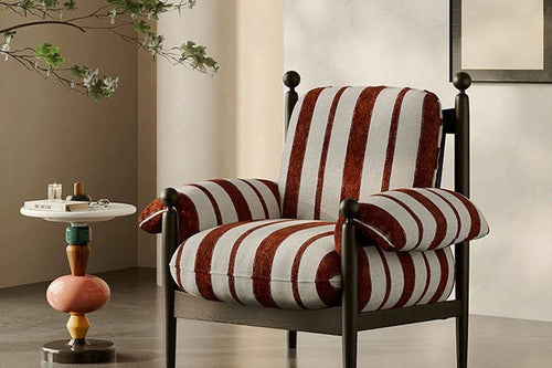 Sonny striped lounge chair with wood frame