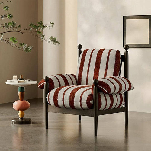 Sonny striped lounge chair with wood frame