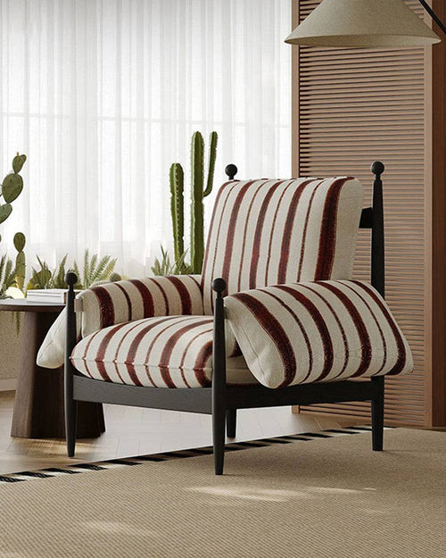 Side angle of  Sonny striped armchair chair