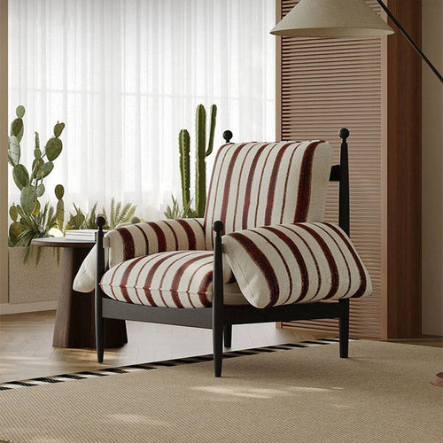 Side angle of  Sonny striped armchair chair
