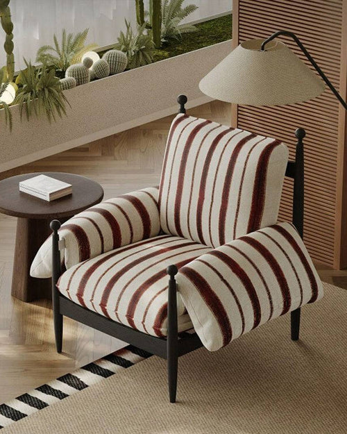 Top left angle view of sonny striped chair