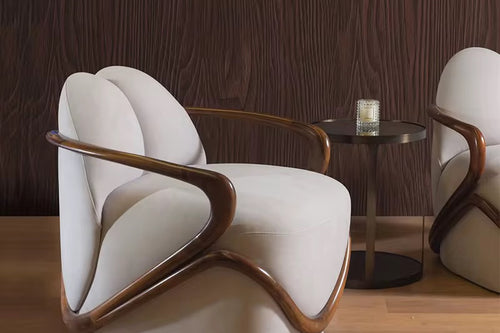 Redefine everyday seating with the Strom Accent Chair — Wooden luxury accent chair available online in India.