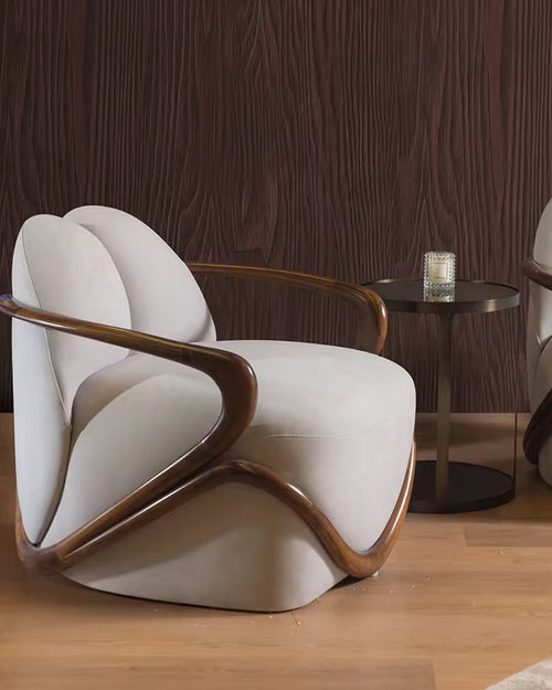 Redefine everyday seating with the Strom Accent Chair — Wooden luxury accent chair available online in India.