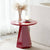 Close view of red accent table
